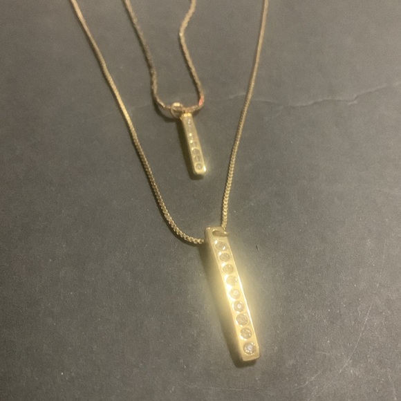 Double Stranded Gold Rhinestone Bar necklace by Loft - Picture 3 of 7